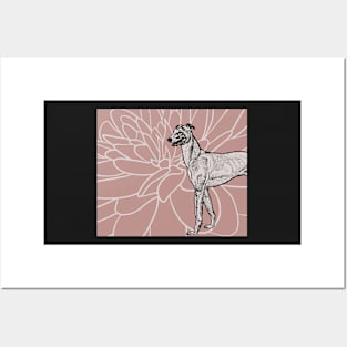 Boho Greyhound and Flower Posters and Art